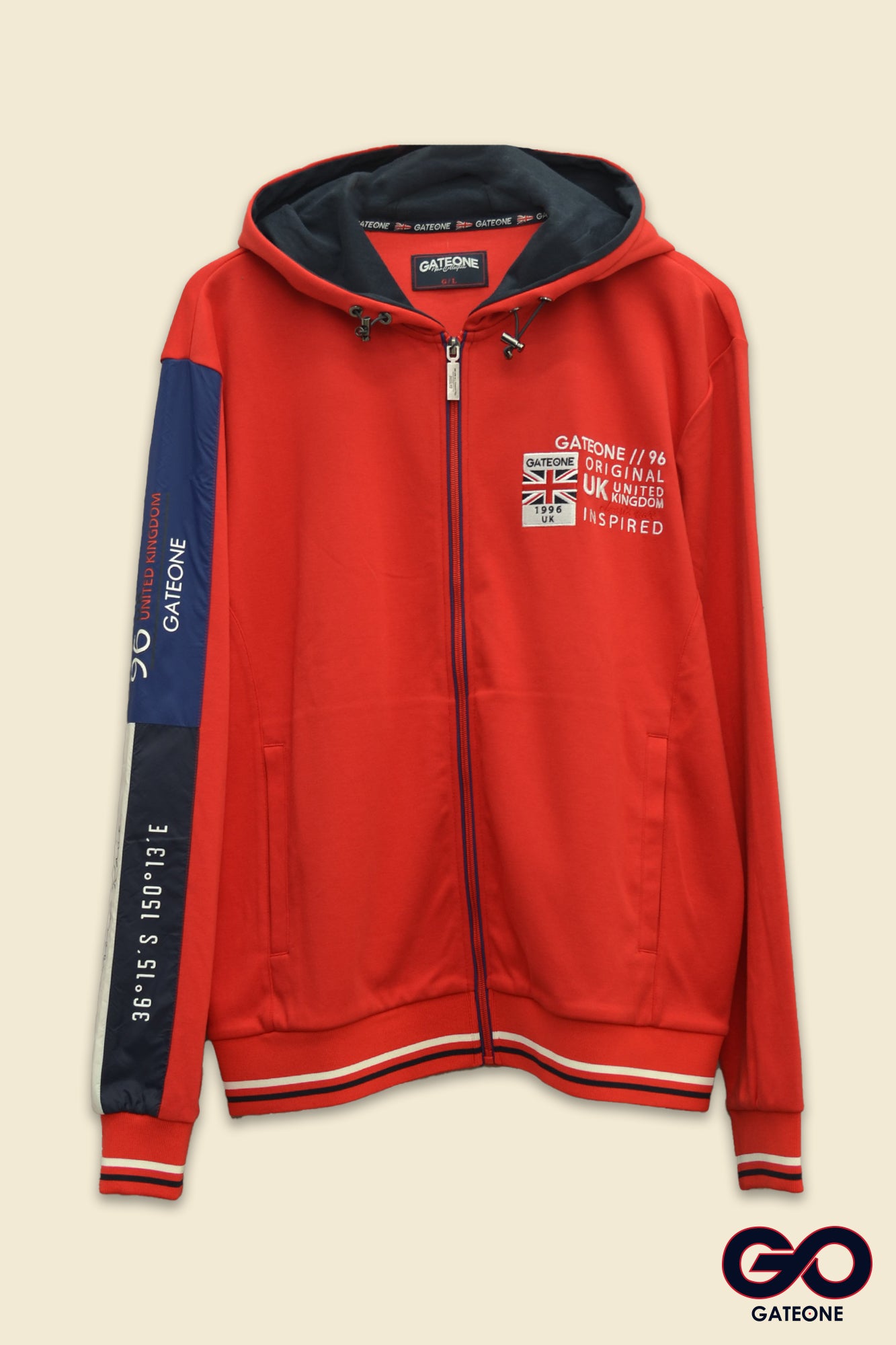 Sudadera para hombre, bolsas frontales y cierre.