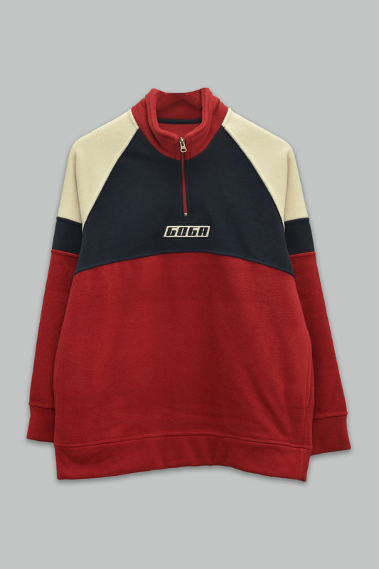 Sudadera polar bordada de cuello alto, con manga larga, bolsas frontales y cierre