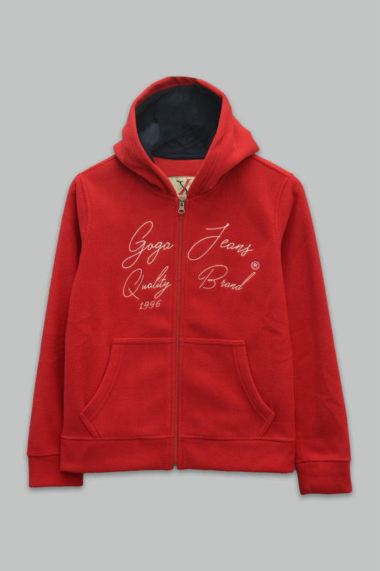 Sudadera polar para Mujer bordada, con manga larga, bolsas frontales y cierre.