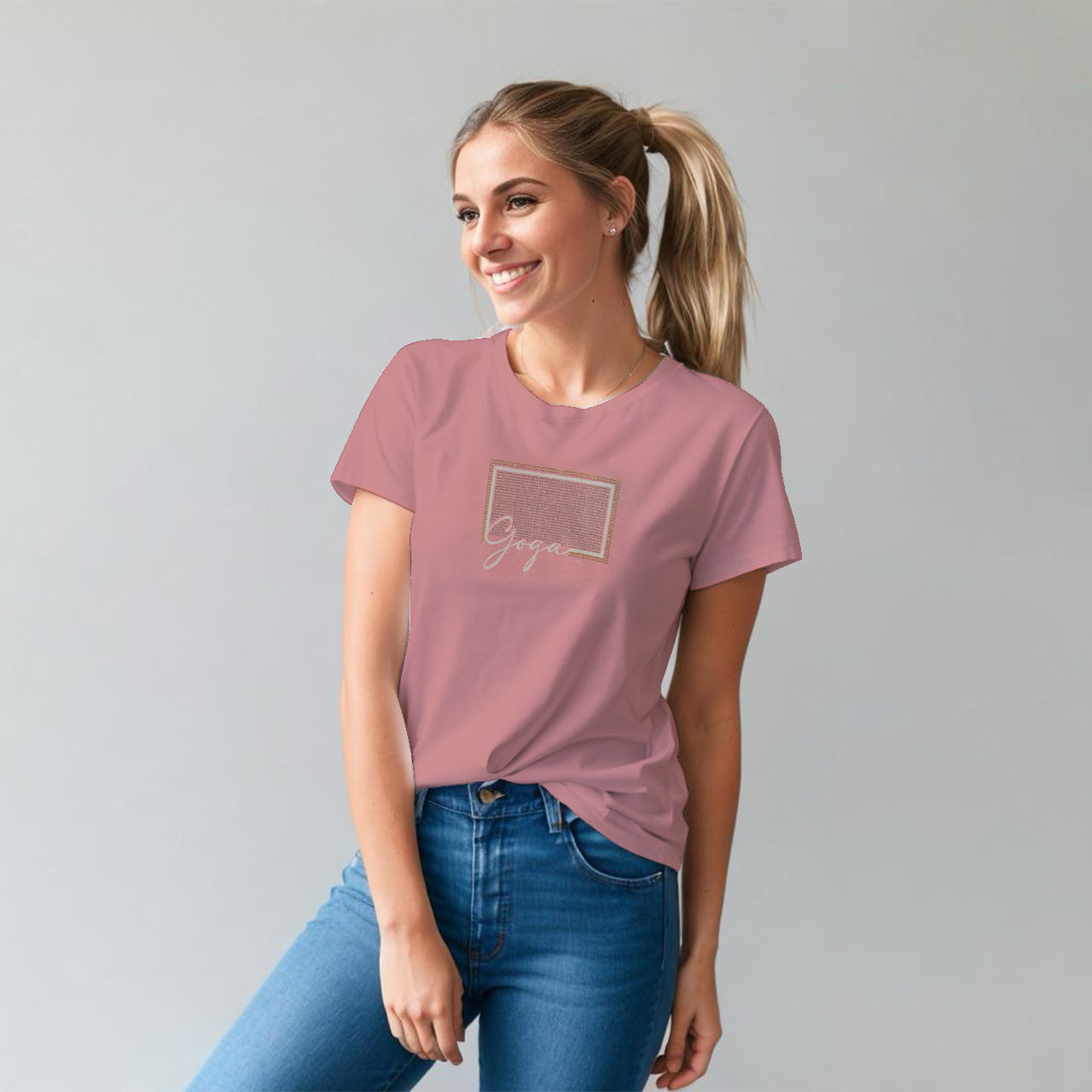 Playera de Pedrería y Estampada para Mujer