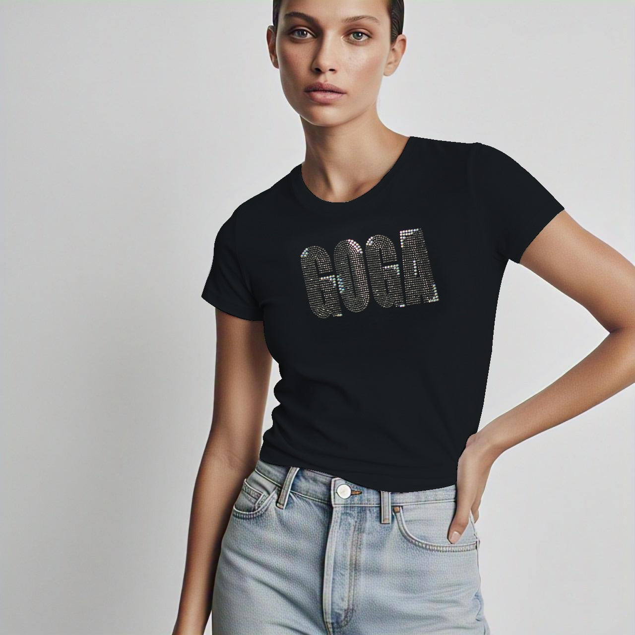 Playera con Pedrería para mujer.