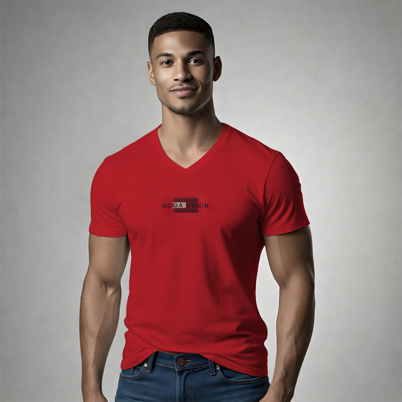 Playera Bordada para hombre Cuello en V