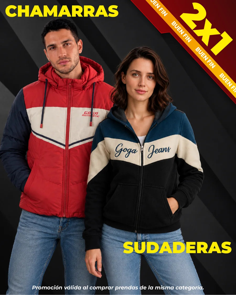 2 por 1 en chamarras y sudaderas; prendas de la misma categoría