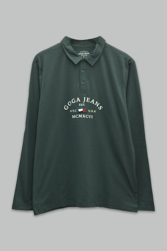 Playera Tipo Polo Estampada y Bordada para Hombre