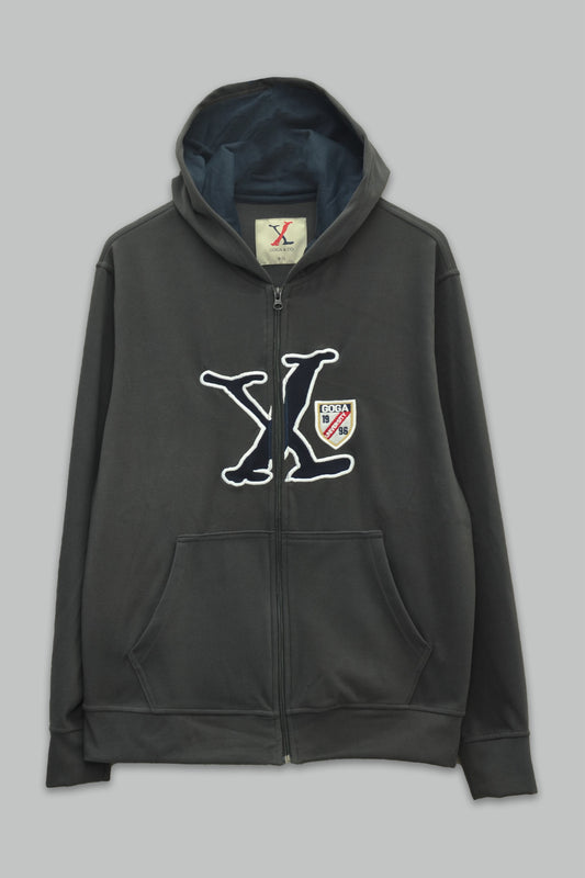 Sudadera polar supersoft para hombre, bordada con manga larga, bolsas frontales y cierre.