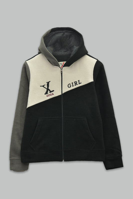 Sudadera polar para Mujer bordada, con manga larga, bolsas frontales y cierre.