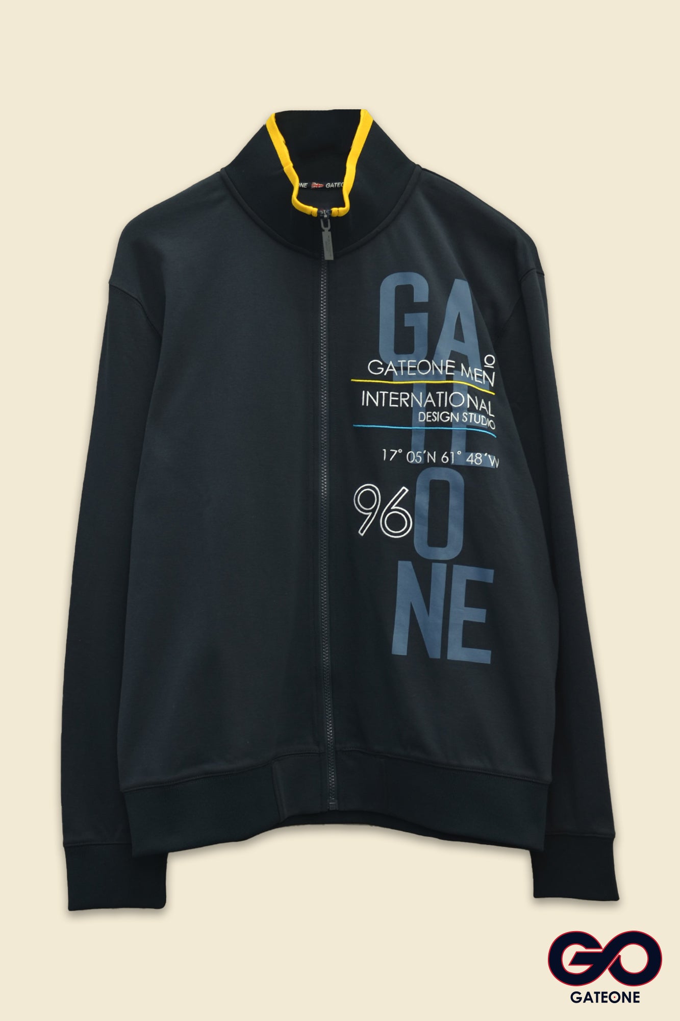 Sudadera para hombre, bolsas frontales y cierre.