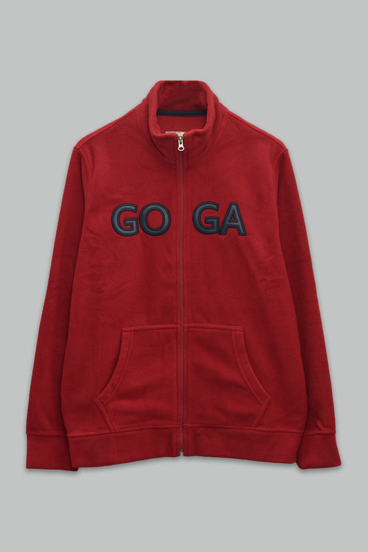 Sudadera polar bordada de cuello alto, con manga larga, bolsas frontales y cierre