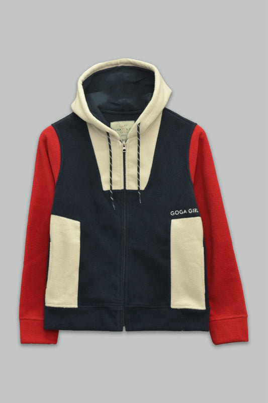 Sudadera polar para Mujer bordada, con manga larga, bolsas frontales y cierre.