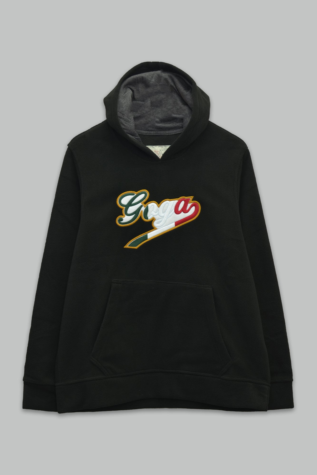 Sudadera polar para hombre, bordada con manga larga, capucha ajustable, bolsas frontales.