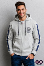Sudadera para hombre, bolsas frontales y cierre.