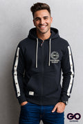 Sudadera para hombre, bolsas frontales y cierre.