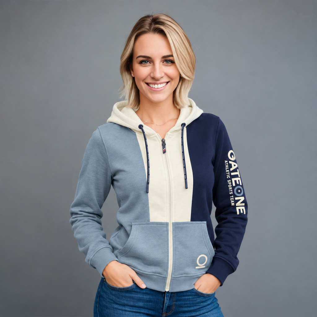 Sudadera para Mujer, bolsas frontales y cierre.