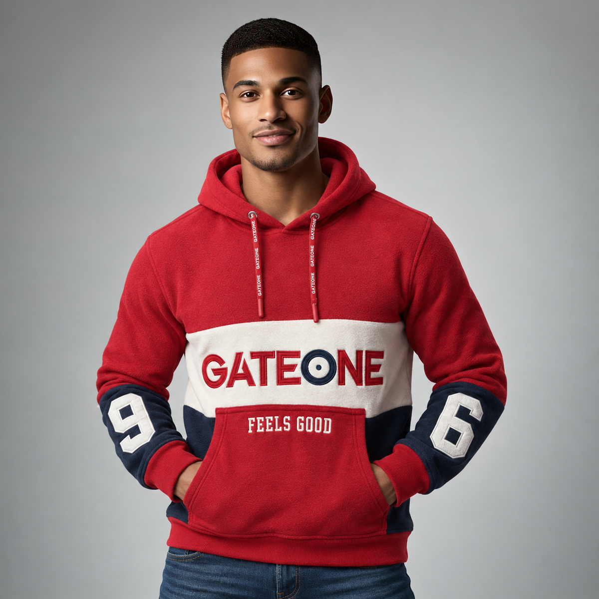 Sudadera para hombre, bolsas frontales y cierre.
