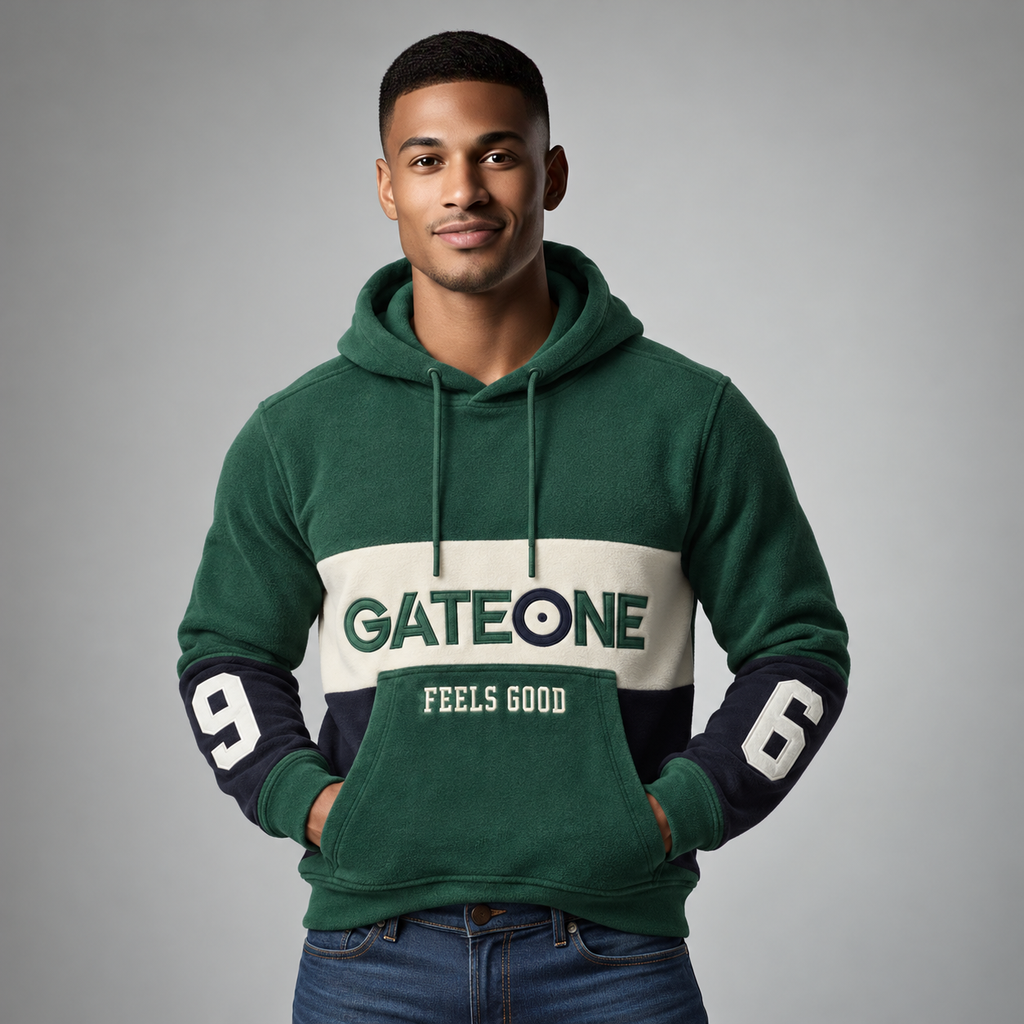 Sudadera para hombre, bolsas frontales y cierre.