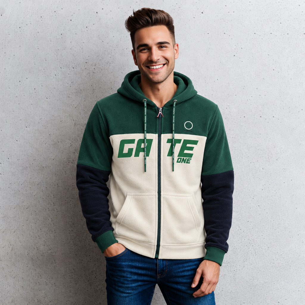 Sudadera para hombre, bolsas frontales y cierre.