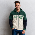 Sudadera para hombre, bolsas frontales y cierre.