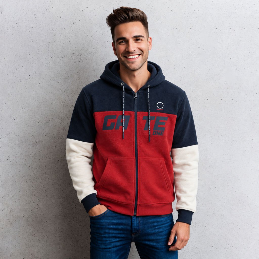 Sudadera para hombre, bolsas frontales y cierre.