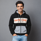 Sudadera para hombre, bolsas frontales y cierre.