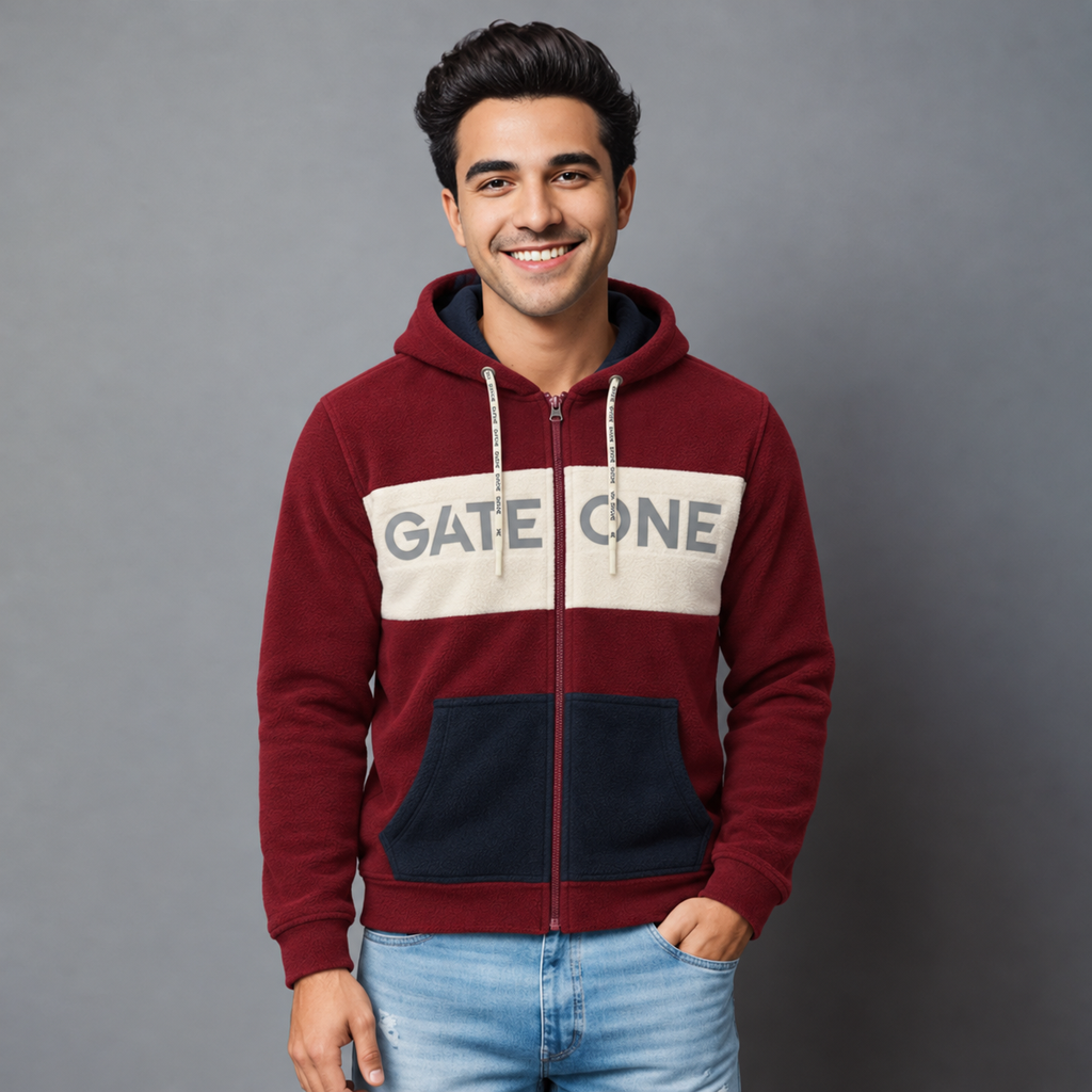 Sudadera para hombre, bolsas frontales y cierre.