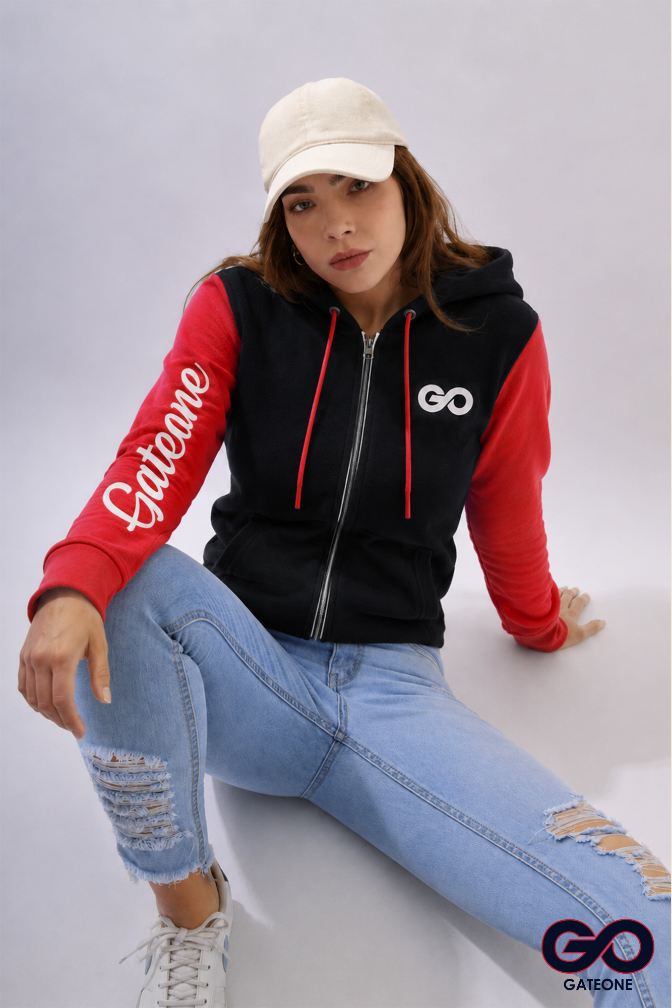 Sudadera Gate One Varsity Color Block Capucha Cierre