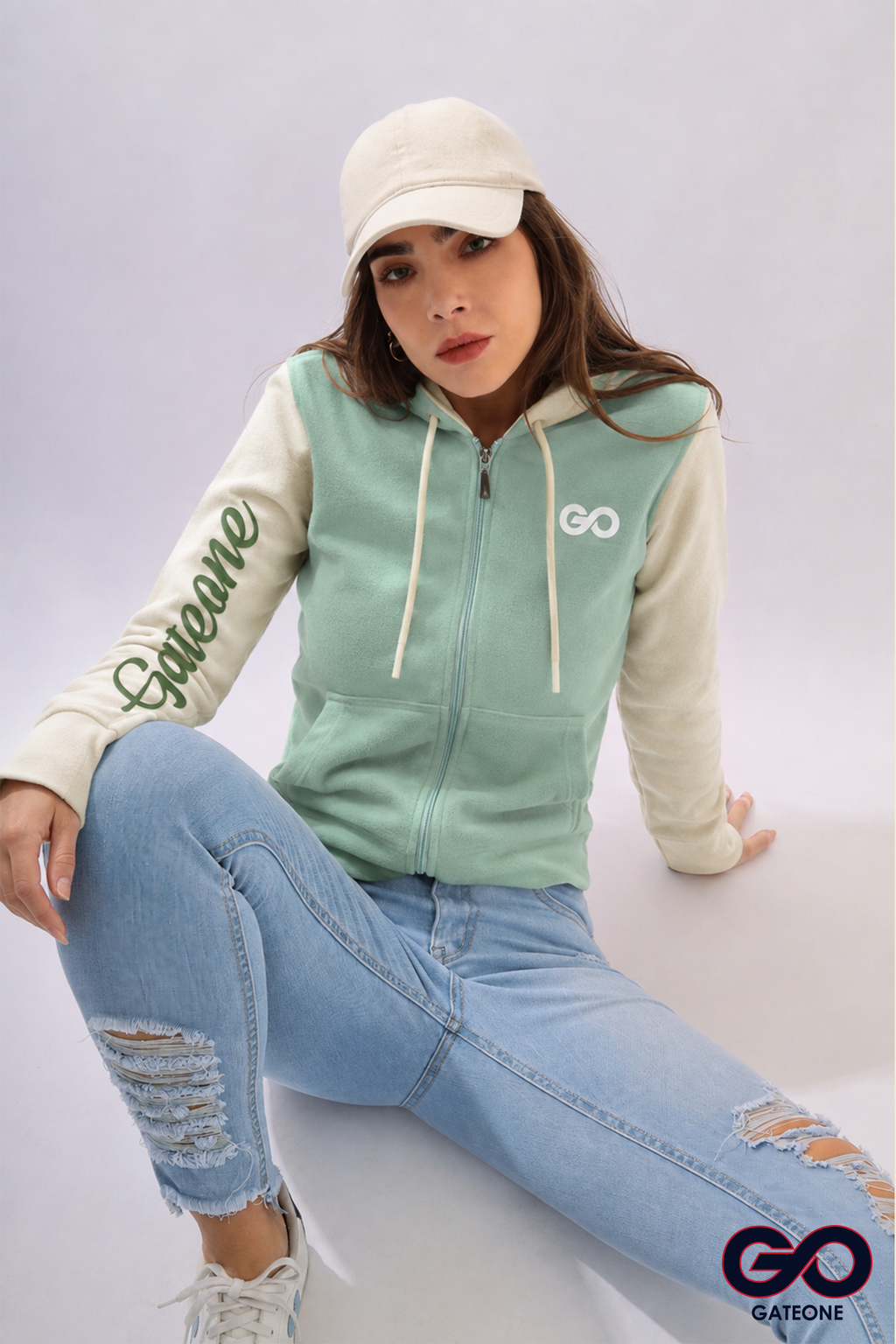 Sudadera Gate One Varsity Color Block Capucha Cierre