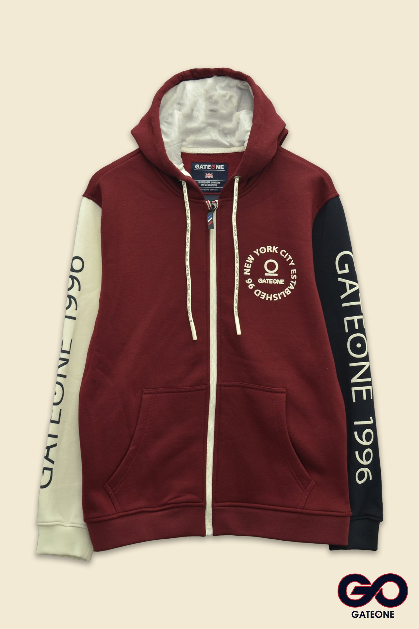 Sudadera para hombre, bolsas frontales y cierre.