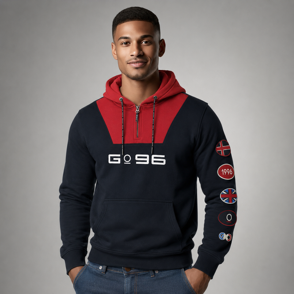 Sudadera para hombre, bolsas frontales y cierre.