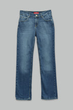 Pantalón Recto Stretch de mezclilla para mujer