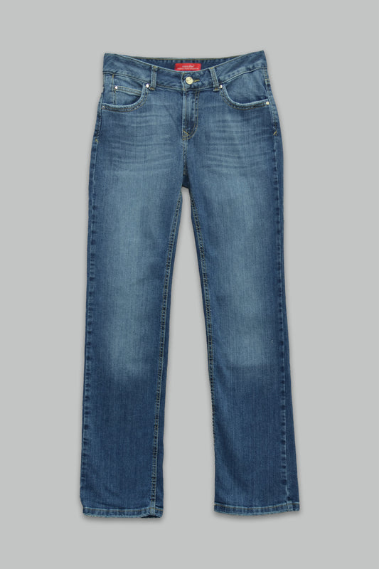 Pantalón Recto Stretch de mezclilla para mujer