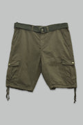 Bermuda de gabardina Cargo con Cinturon para hombre