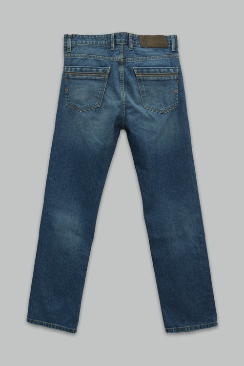 Jeans Mezclilla Corte Regular Fit Lavado Medio Cinco Bolsillos