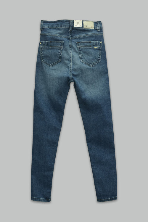 Jeans Mezclilla Corte Skinny Fit Lavado Medio Cinco Bolsillos