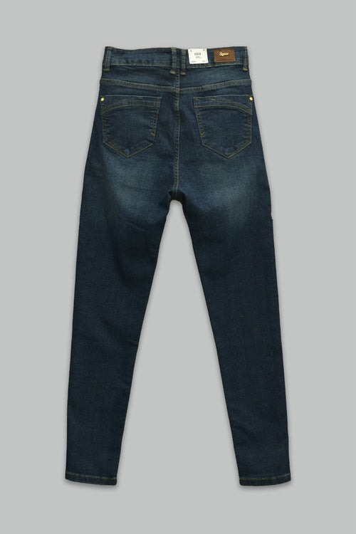 Jeans Mezclilla Corte Skinny Fit Lavado Oscuro Cinco Bolsillos