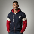 Sudadera polar para hombre, bordada con manga larga, bolsas frontales y cierre.