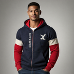 Sudadera polar para hombre, bordada con manga larga, bolsas frontales y cierre.