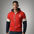 Sudadera polar para hombre, bordada con manga larga, bolsas frontales y cierre.