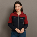 Sudadera Polar Goga Jeans Color Block Capucha Cierre