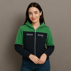 Sudadera polar para Mujer bordada, con manga larga, capucha,  bolsas frontales y cierre.