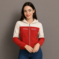 Sudadera polar para Mujer bordada, con manga larga, capucha,  bolsas frontales y cierre.