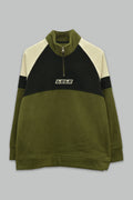 Sudadera polar bordada de cuello alto, con manga larga, bolsas frontales y cierre