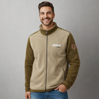 Sudadera polar para hombre, bordada con manga larga, Cuello alto. bolsas frontales y cierre.