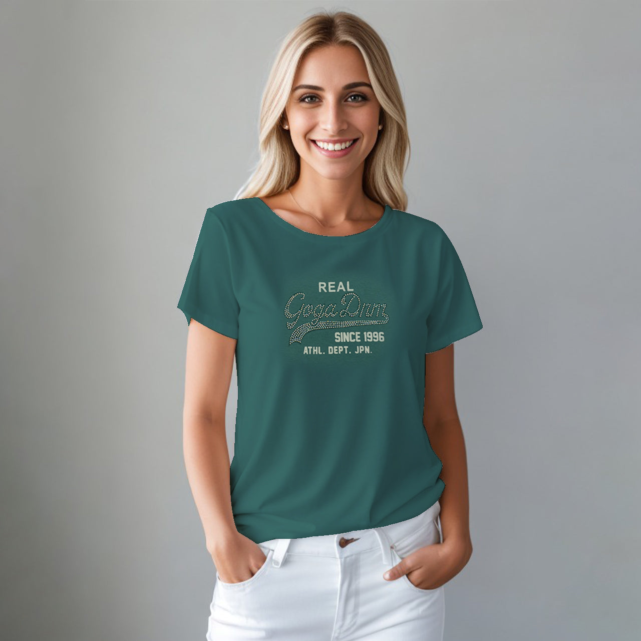 Playera de Brillos y Estampada para Mujer