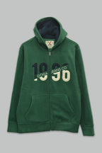 Sudadera polar para hombre, bordada con manga larga, bolsas frontales y cierre.
