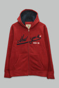 Sudadera polar para hombre, bordada con manga larga, bolsas frontales y cierre.