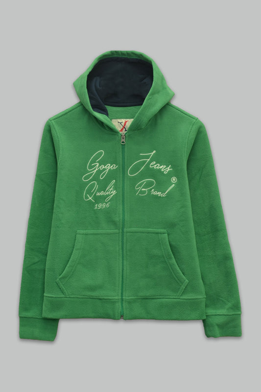 Sudadera polar para Mujer bordada, con manga larga, bolsas frontales y cierre.