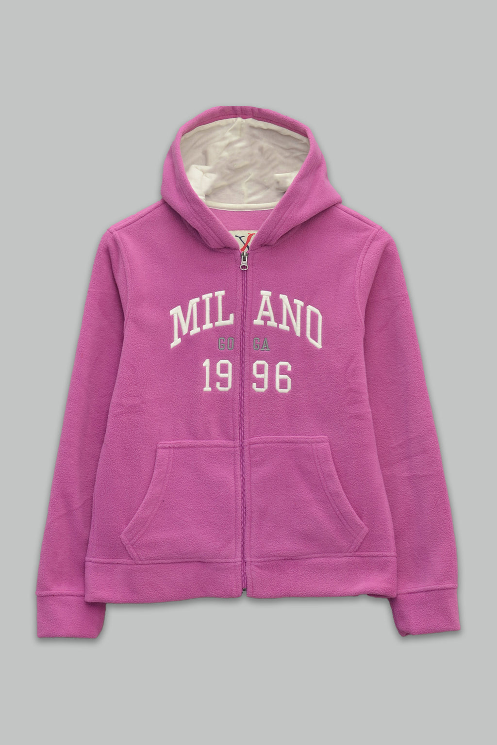 Sudadera polar para Mujer bordada, con manga larga, bolsas frontales y cierre.