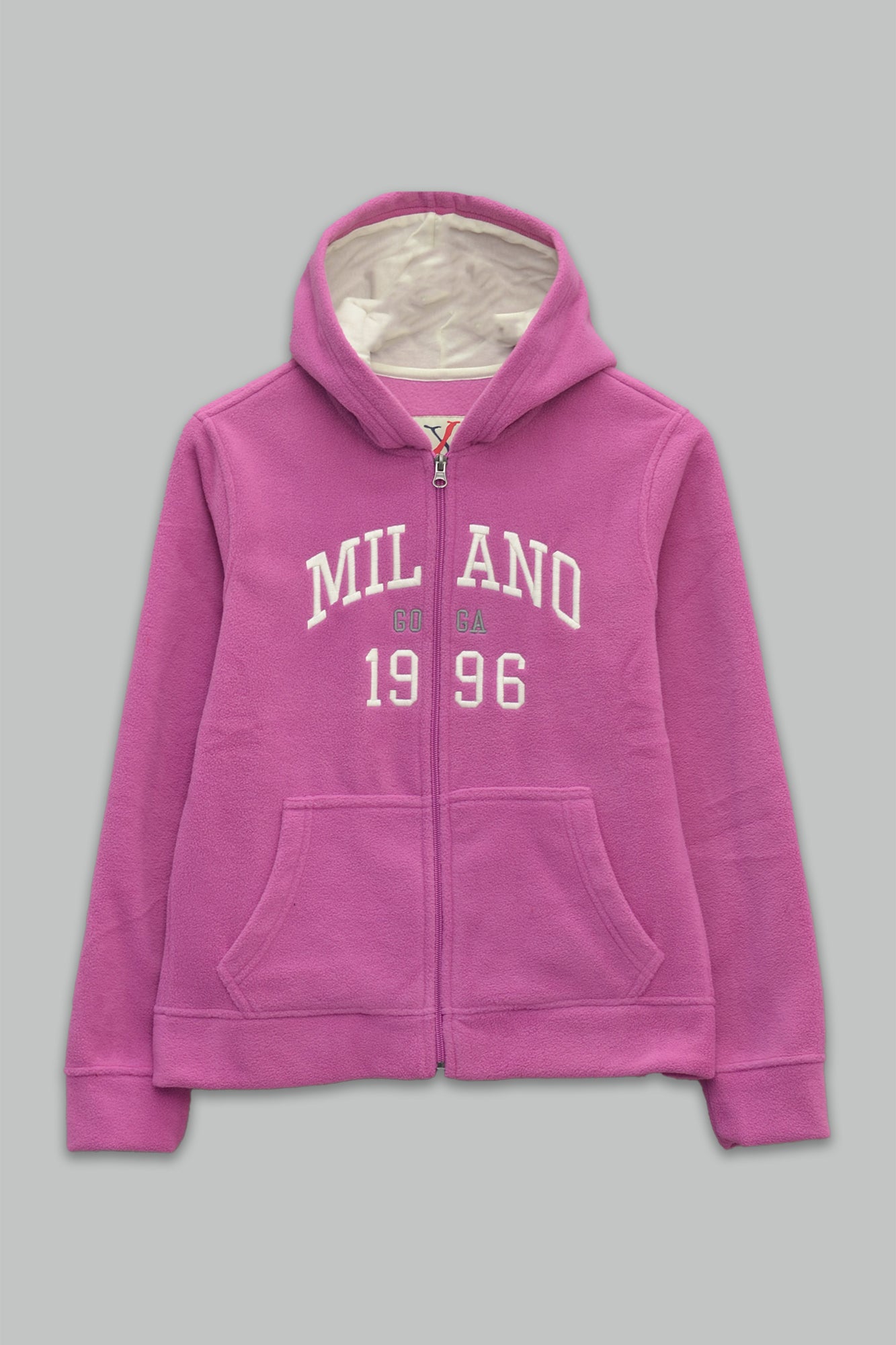 Sudadera polar para Mujer bordada, con manga larga, bolsas frontales y cierre.