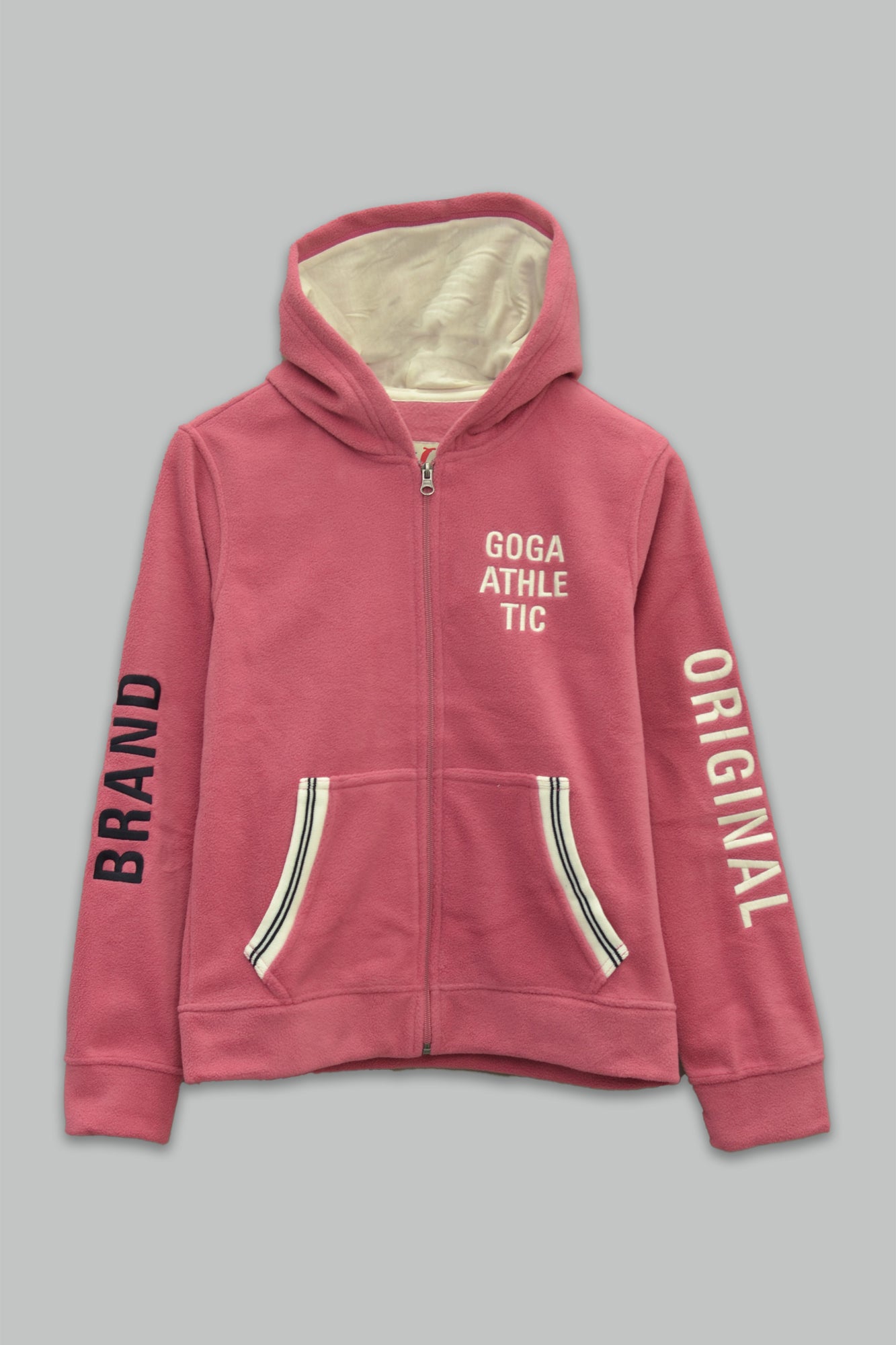 Sudadera polar para Mujer bordada, con manga larga, bolsas frontales y cierre.