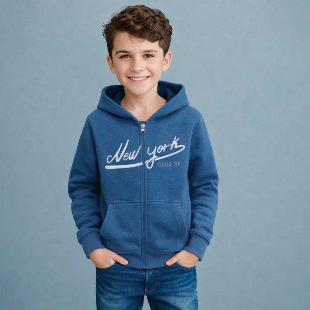 Sudadera Polar Bordada con Capucha y Cierre